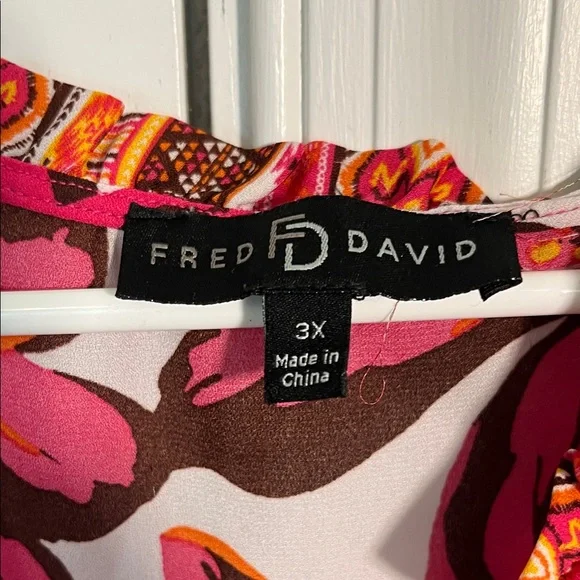 Fred David Pink and Brown Floral Blouse - Picture 2 of 6